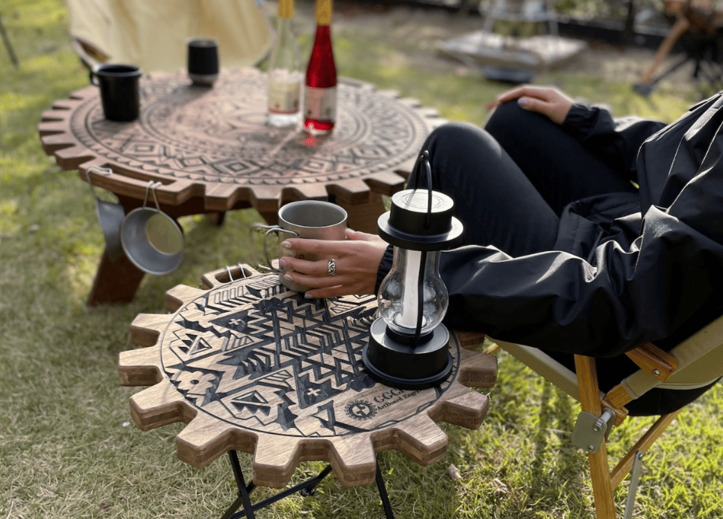 GGCrew ギア型木製テーブル　サイドテーブル GGCrew ギア型木製テーブル サイドテーブル GGCrew ギア型木製